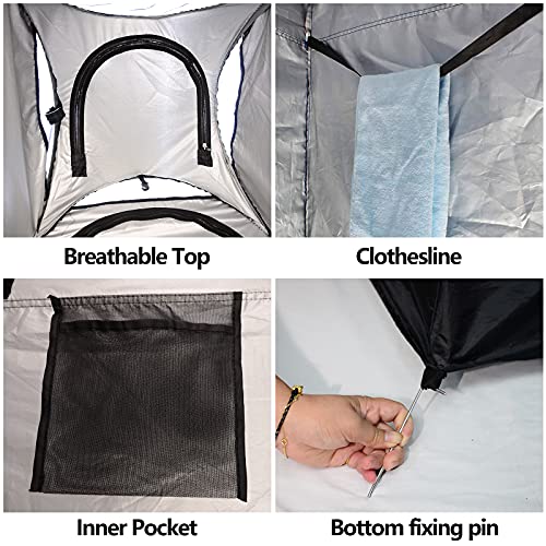 Image of AKOZLIN Portable Pop Up Shower Tent Instant Privacy Dressing Changing Outdoor Shower Room Camp Toilet Tent 47.2 inch Lx47.2 inch Wx74.8 inch H Blue