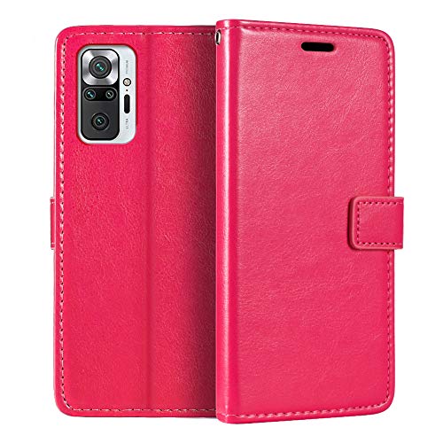 Shantime Xiaomi Redmi Note 10 Pro Wallet Case, Premium PU Leather Magnetic Flip Case Cover with Card Holder and Kickstand for Xiaomi Redmi Note 10 Pro Rose