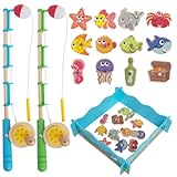 Montessori Toddler Fishing Game - Kids Wooden Magnetic Fishing Toys for 3 Years Old Girls Boys, Fine Motor Skills for Toddler