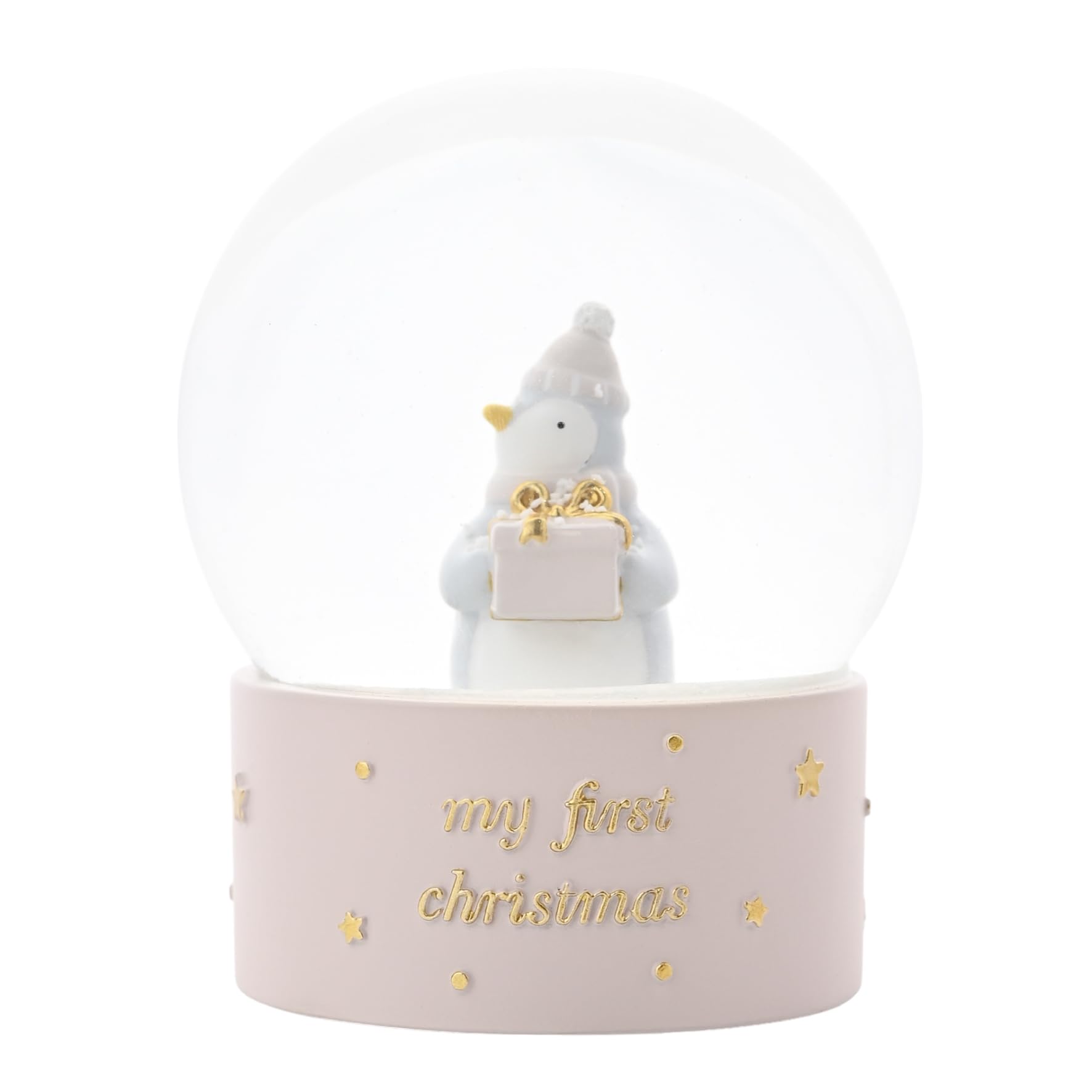 Bambino By Juliana Pink 'My First Christmas' Penguin Water Globe - Christmas/Xmas Gifting To Celebrate New Born Children, Family & Love - Present For New Born, Christening Or Baby Shower.