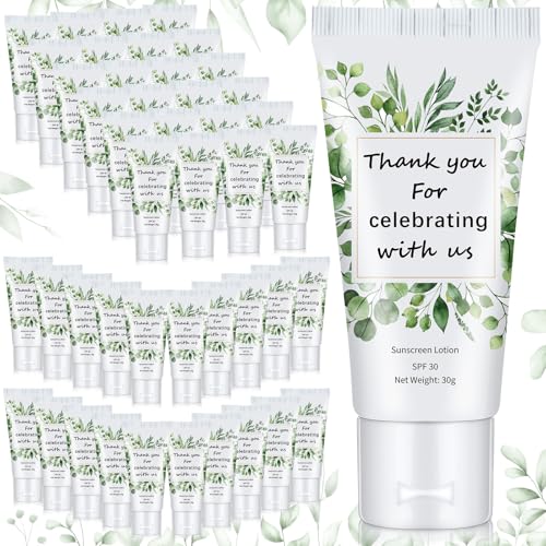 Image of 72 Pcs Travel Size Mini Sunscreen Bulk for Summer Vacation Spf 30 Water Resistant Sunscreen Lotion Sunblock for Thank You Gifts Hawaiian Wedding Pool Party Favor (Eucalyptus)