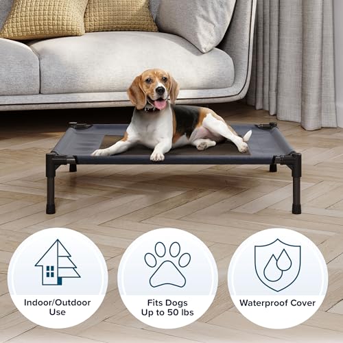 PETMAKER Elevated Dog Bed Cover - 30x24-Inch Replacement Pet Bed Cover with Mesh Panel - for Indoor/Outdoor Use - Dog Cot Not Included (Blue)