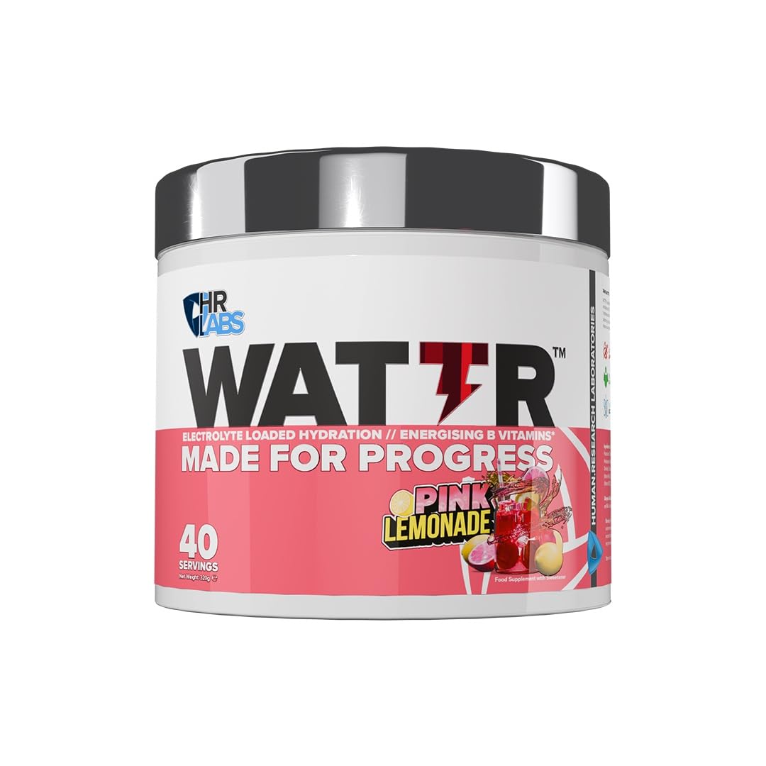 HR Labs WATTR™ Electrolyte Loaded Hydration Powder with Energising B Vitamins. 40 Servings, 320g, 7 Great Tasting Flavours (320g, Pink Lemonade)