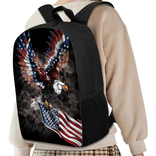 Stylish Patriotics Theme Backpack for Men Women,Kids Boys Girls School Backpacks Fits 8-18 Ages,American Flag Bald Eagle Print Travel Business College Shoulder Bag Purse4