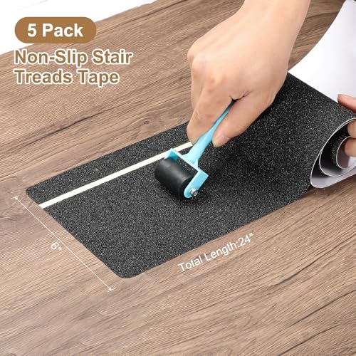 Cinta antideslizante para escalones de madera PATIKIL tiras adhesivas negras 15x61cm pack de 5 2