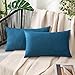 MIULEE Funda Cojines Exterior Impermeable de Lino Fundas de Almohadas Suave de Sofá Almohadas Decorativas para Salón Cama Silla Habitacion Oficina Dormitorio Lumbar 30x50 cm 2 Piezas Azul Oscuro