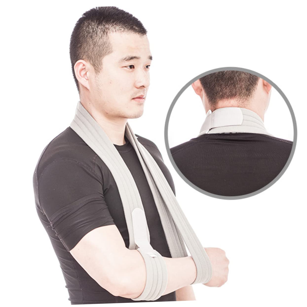 Adjustable Arm Sling Breathable Shoulder Brace for Men Forearm Sleeves Shoulder Immobilizer Sling Support for Broken Arm Reversible for Left Right Grey Xl