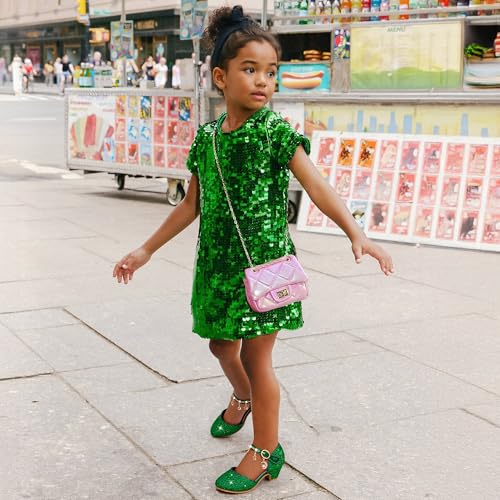 Image of Furdeour Girls Dress Shoes Princess Crystal High Heels Flower Girl Shoes