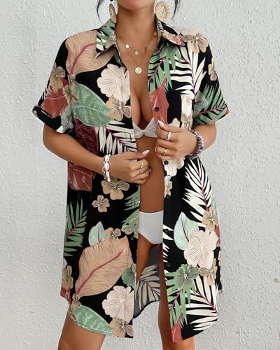 Image of Bsubseach Women Swimsuit Coverup Shirt Dress Button Down Bathing Suit Cover Up Beach Vacation Outfits
