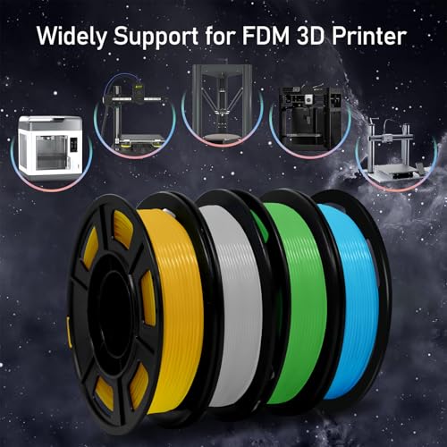 Image of YOUSU 3D Printer Filament Bundle, Glow in The Dark Filament Multicolor, Green, Blue, Yellow and Rainbow PLA Filament 1.75 mm, Dimensional Accuracy + /- 0.03 mm, 250g X 4 Pack