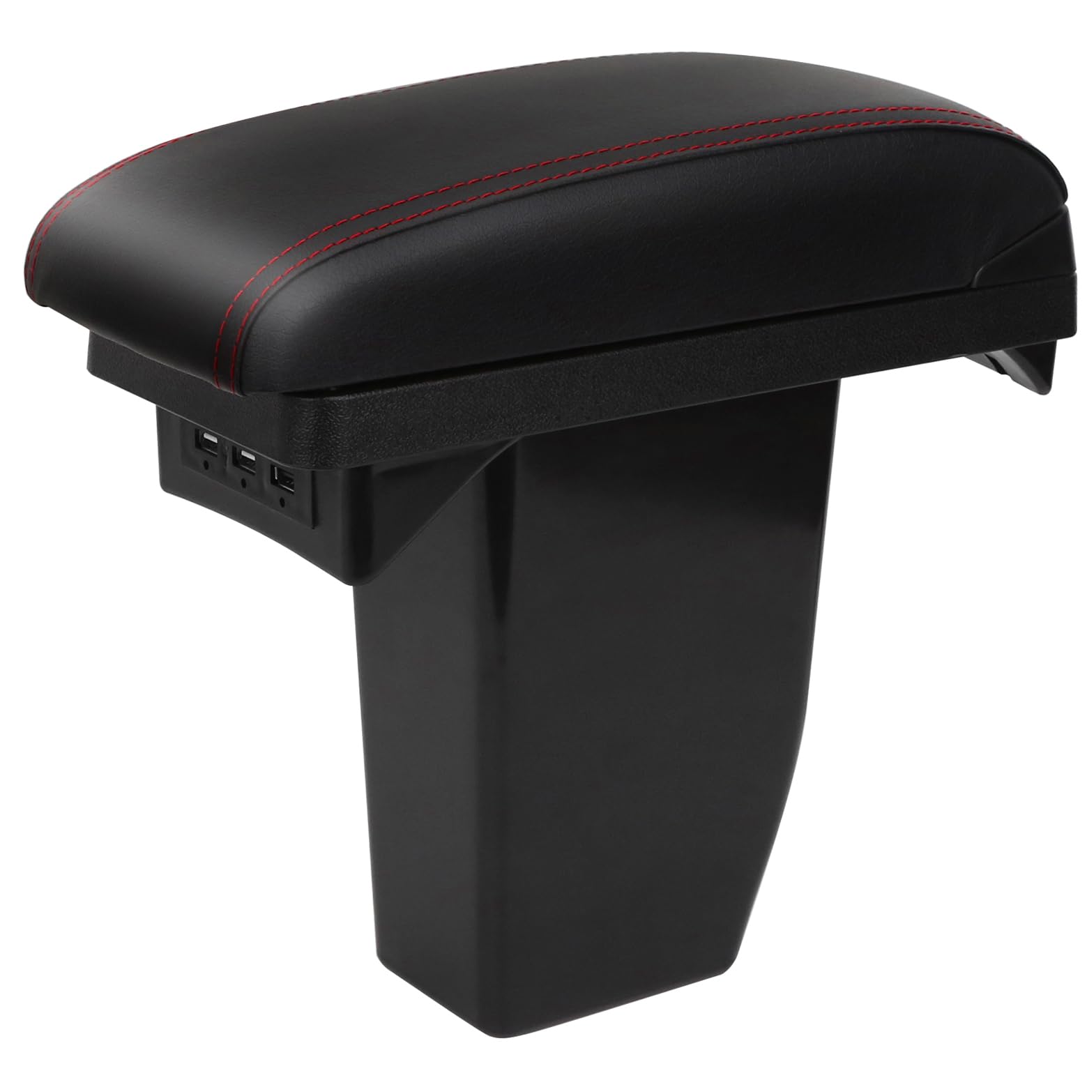 YJYWZH für Peugeot 2008 Armlehne mit 3 USB-Anschlüssen Doppelschichtige Mittelkonsole Aufbewahrungsbox Jahre der Anpassung 2012-2018(Rote Nahte)