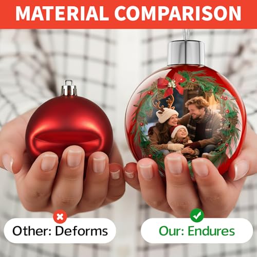 Image of Bemaystar Personalized Christmas Ornaments 2025 - Custom Christmas Ball Ornaments, Customized Double-Sided Photo Ornament, Custom Ornament for Christmas Tree, Xmas Gifts for Mom, Dad, Kids, Pets