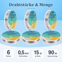 304 Basteldraht,Draht zum Basteln,Edelstahldraht 100m x 0.5mm (6 x 15m) – Ansicht 2