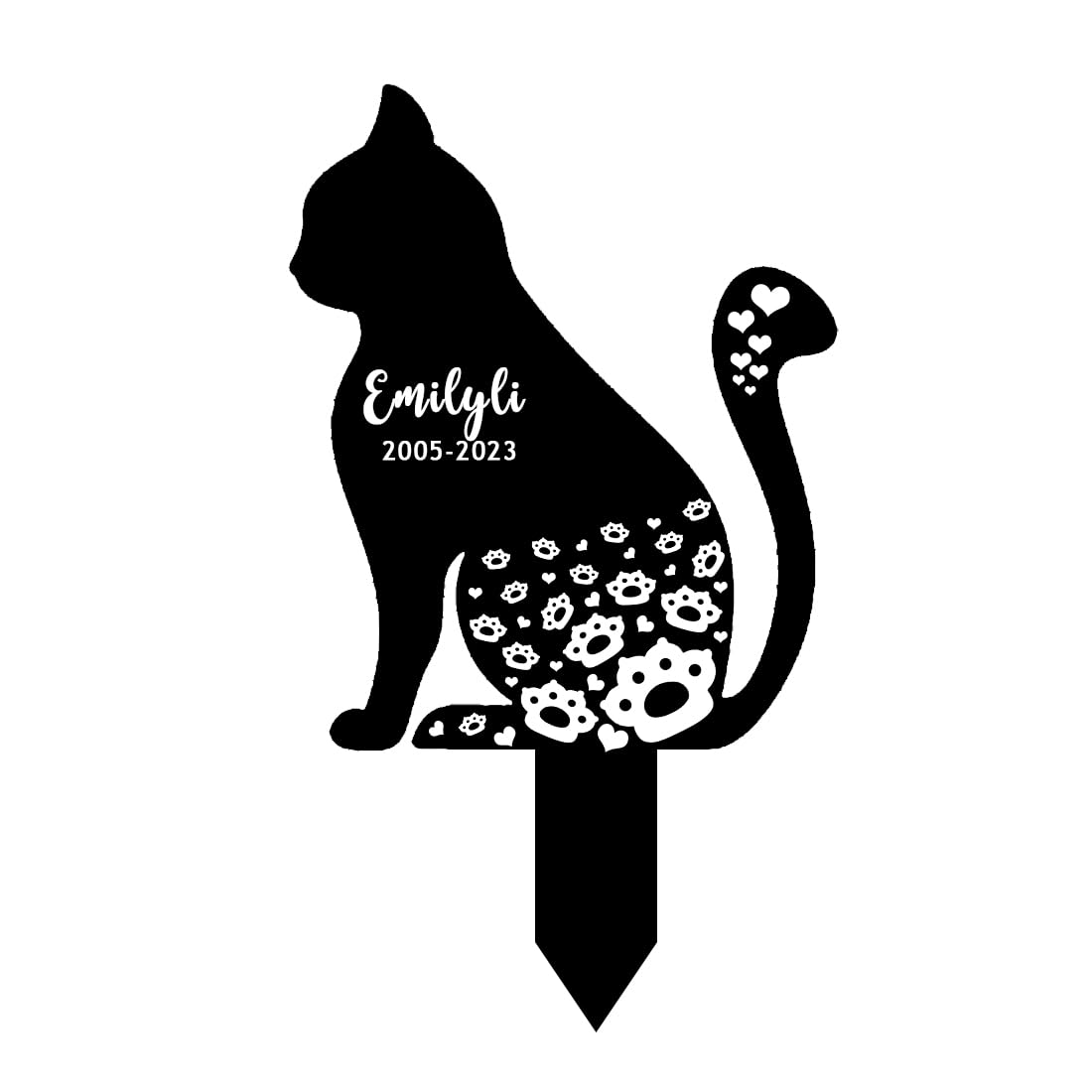MYZQIFF Personalized Name Cat Memorial Stake, Cat Memorial Garden Stake, Cat Loss Remembrance Stake, Cat Sympathy Sign, Pet Grave Marker, Garden Grave Decor for Pets Outdoors, Flower Cat Grave Stake