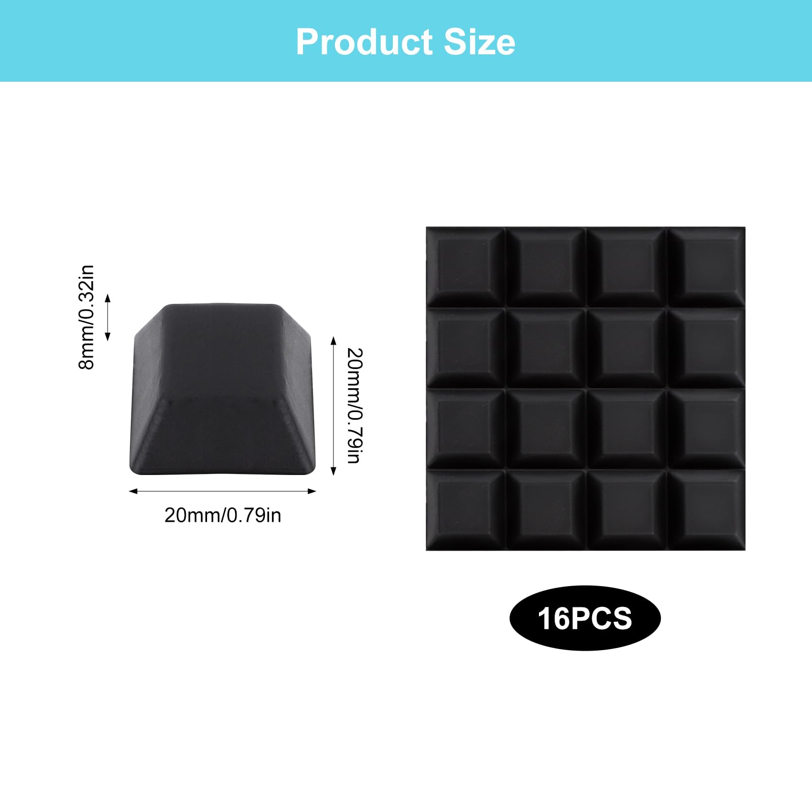 16PCS Patin Caoutchouc Silicone Noir Autocollant, Pieds Tampon en Caoutchouc Antidérapant et Silencieux, Coussinets Pare-Chocs Auto-Adhésifs pour Meubles Électronique Maison Bureau Atelier