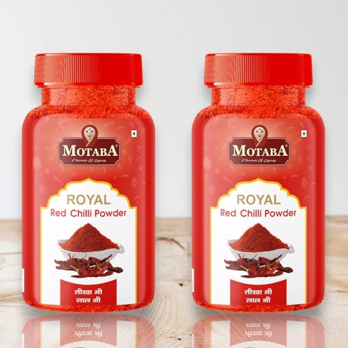 Image of MOTABA Red Chilli 1kg Jar | Indian Red Chilli Powder in Airtight Jar| Natural Ground Red Chilli for Authentic Cooking, Curries | Fresh Aroma Without Additives (500g x 2, 1kg)
