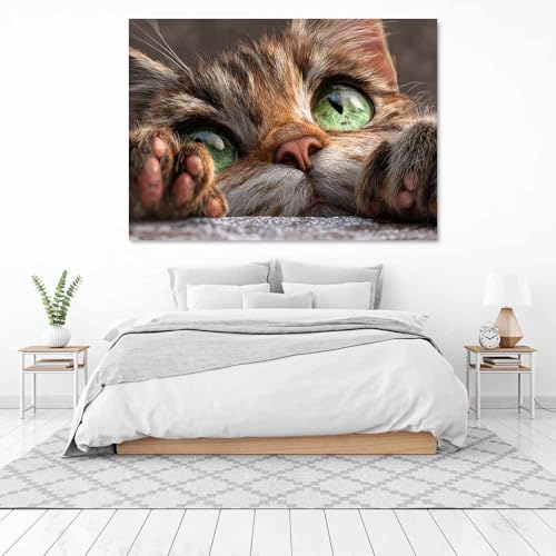 Tableau chat moderne salon grand format poster encadré 70x100cm