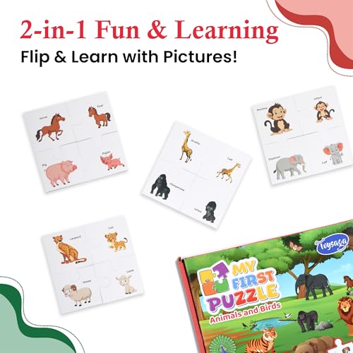 Image of My First Puzzle Set of 12 Jigsaw Puzzles (48 Pieces) | Animals & Birds | Fun & Educational Puzzles for Kids Age 2+ | Cardboard Puzzles for Preschool | Gift for Boys & Girls