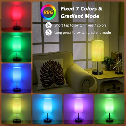 Befurglor Bedside Lamps, Dimmable 3 CCT & RGB 7 Colors Table Lamp with USB A+C Charging Ports, Touch Control Desk Lamp for Bedroom Living Room Office (Linen Fabric Shade) - Cosy Home Interiors Befurglor Bedside Lamps, Dimmable 3 CCT & RGB 7 Colors Table Lamp with USB A+C Charging Ports, Touch Control Desk Lamp for Bedroom Living Room Office (Linen Fabric Shade) - Image 4
