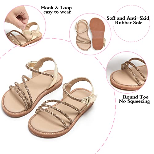Image of PHIRAMIN Toddler Girl Sandals - Flower Girl Dress Shoes Open Toe Little Kid Flats