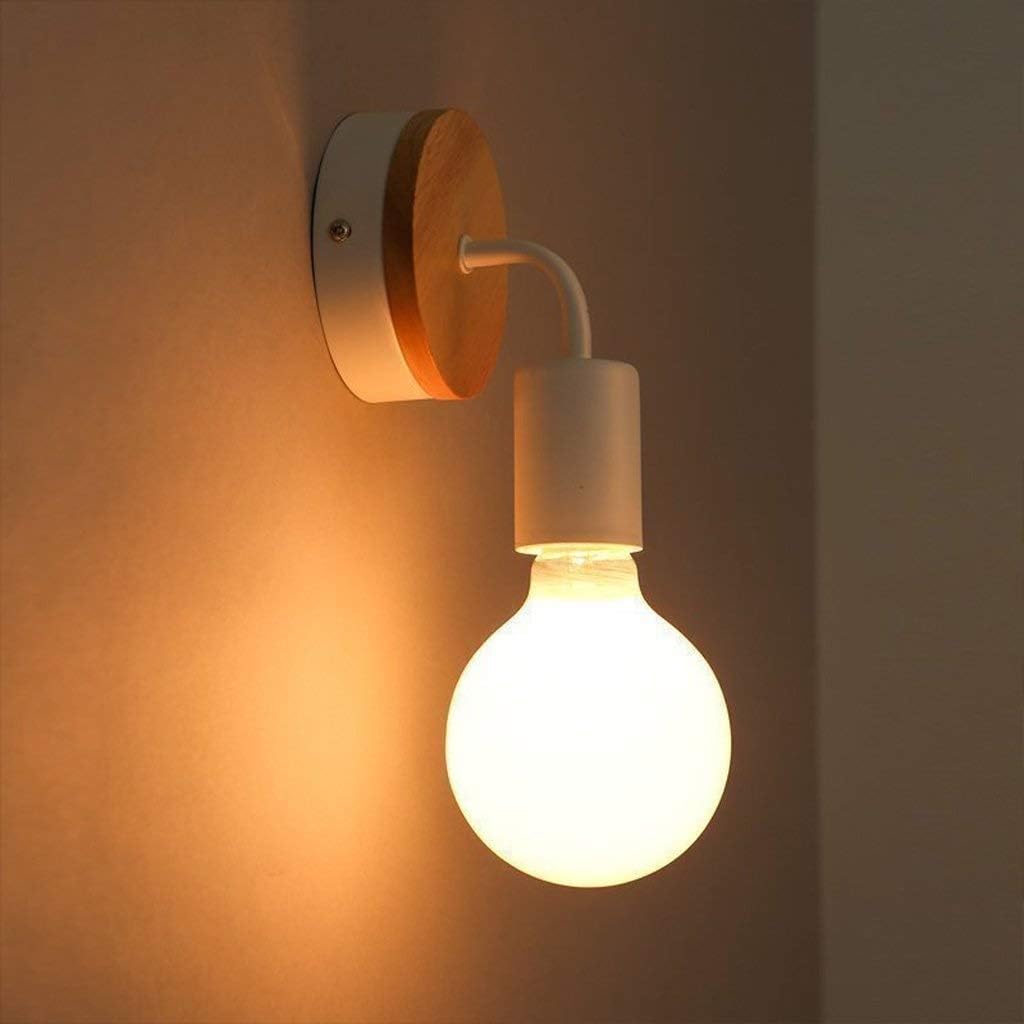 UASTE Scandinavian Style Wrought Iron/Wooden Wall Lamp Simple Black and White Classic Colour Living Room Wall Light Bathroom Mirror Front Wall Spotlight Exterior Light Fixture (Color : White)