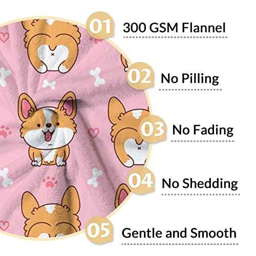 Corgi Blanket Gifts - 30"x40" Cute Throw for Adults, Kids - Pink Soft Fuzzy Blankets for Couch & Office