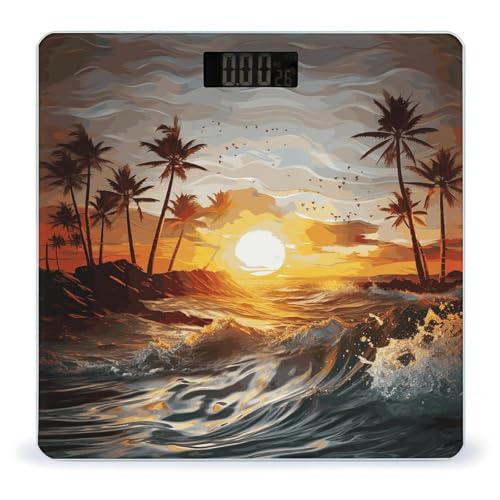 Báscula digital de baño Palm Trees Ocean Waves Sunset