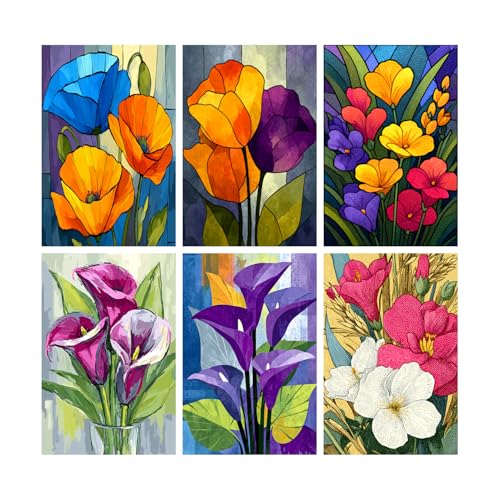 Image of SiddArtify Floral Wall Art Prints Set - Modern Flower Poster Decor for Living Room Bedroom Office - 12x18 inch Sticker Pack of 6