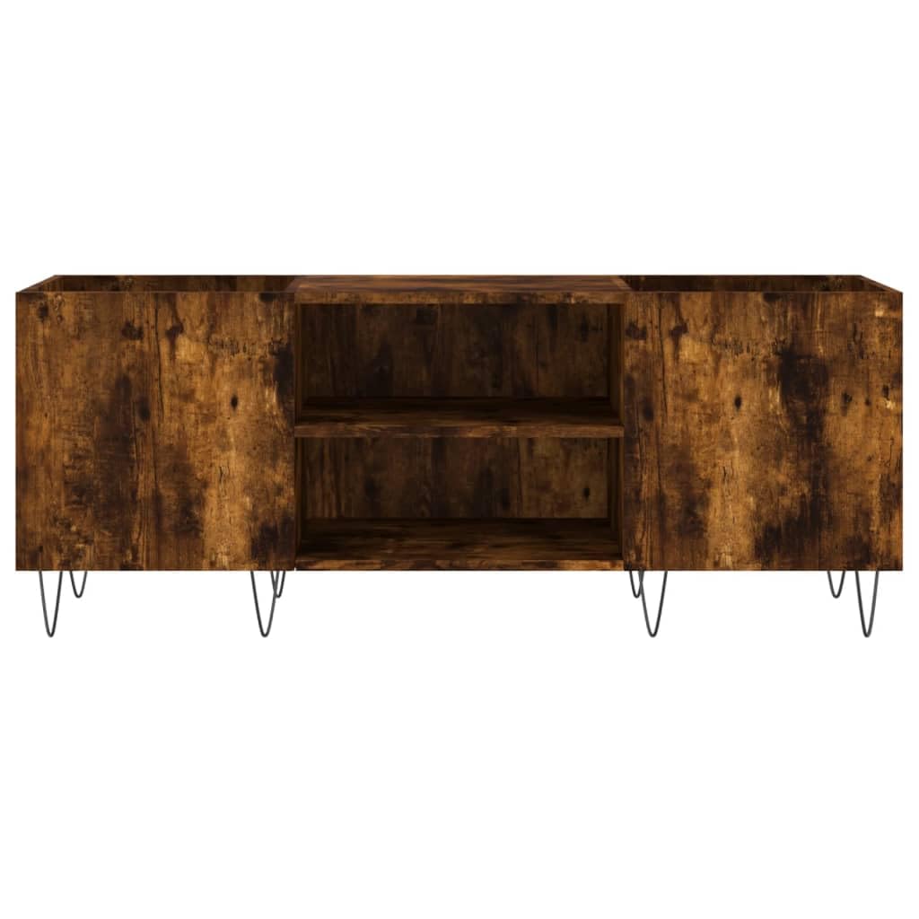 ADWOA Mobile Porta Dischi Rovere Fumo 121x38x48 cm Legno Multistrato,Supporto per Giradischi,Supporto per Giradischi in Legno, Supporto per Giradischi con Spazio di archiviazione