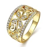 Zarbrina Women's Fashion Rose Gold Plated Cubic Zirconia Wedding Band Flower Engagement Promise Ring