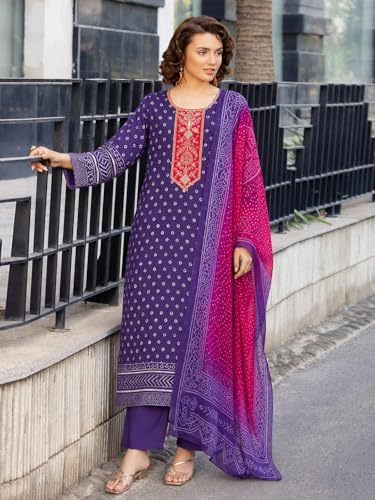 Image of GoSriKi Women's Rayon Viscose Printed Straight Kurta with Pant and Dupatta Set | Soft Ethnic Wear for Daily and Festive Use | Stylish Three Piece Kurti Suit for Women and Girls
