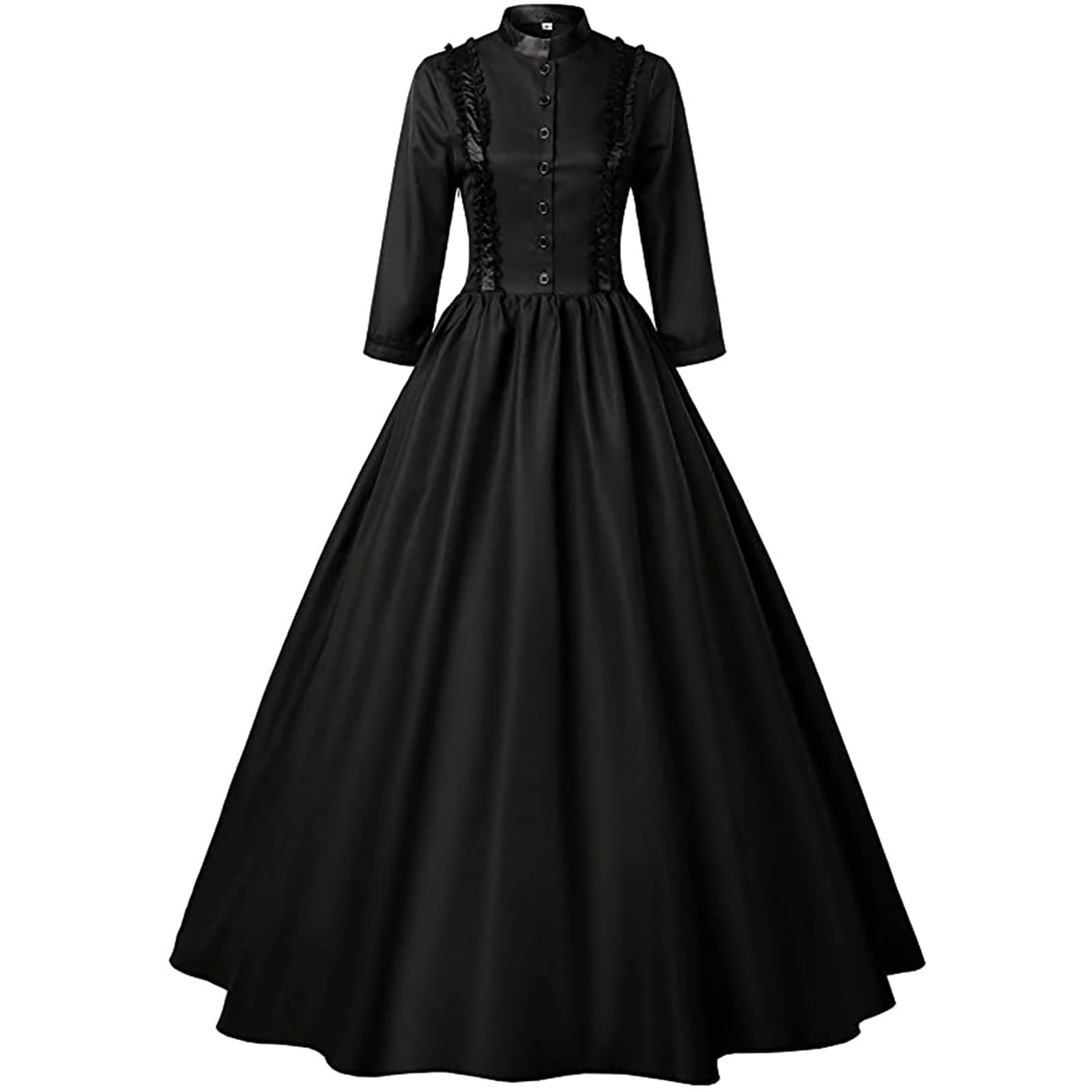 Bukknye Women's Black Medieval Gothic Witch Vampire Dress Medieval Hooded Fancy Dress Costume(,M)
