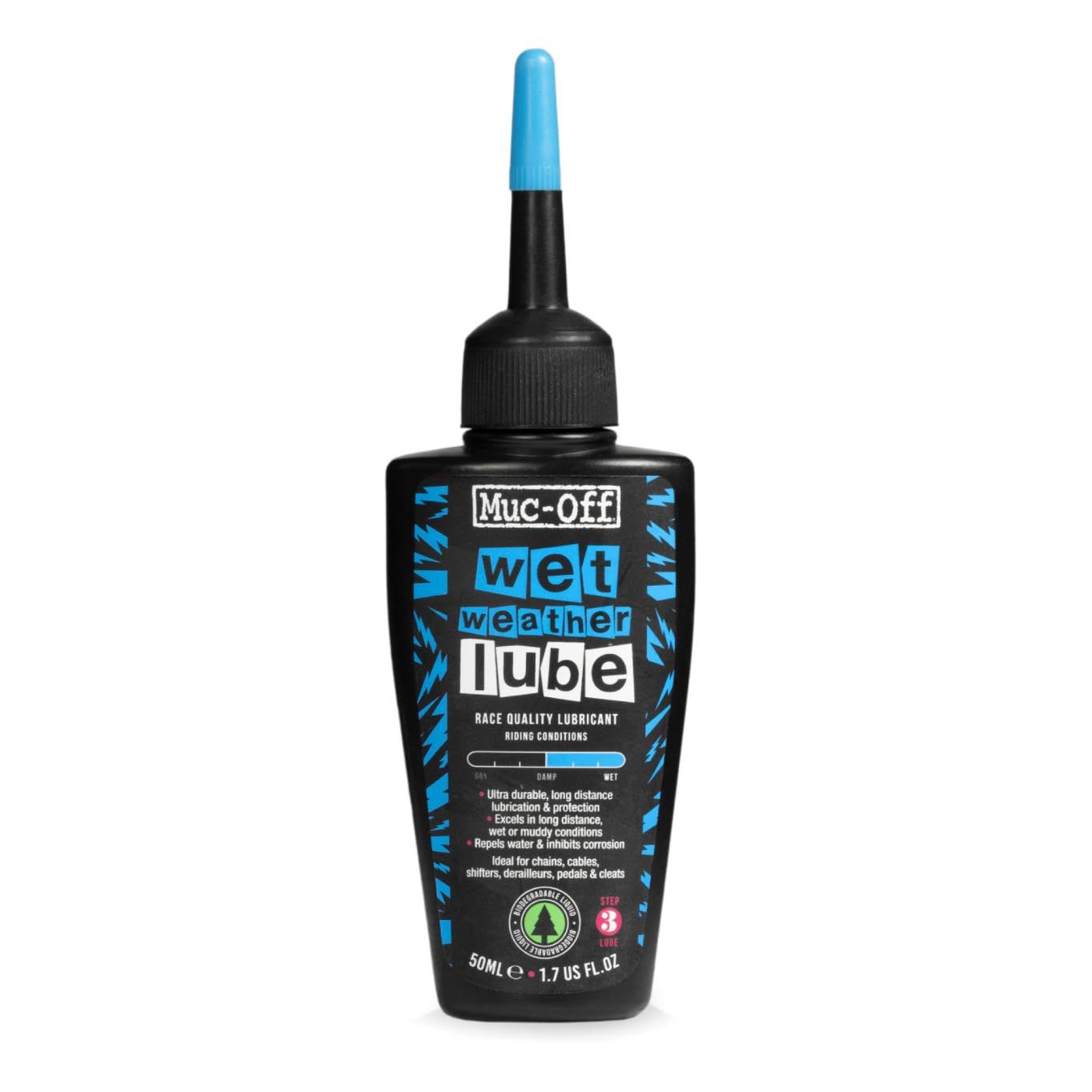 Wet Chain Lube, 50ml - Bike Lube, Bike Chain Oil, Chain Wax for Wet Weather Conditions - Biodegradable Bike Lubricant and Bicycle Chain Oil, Black