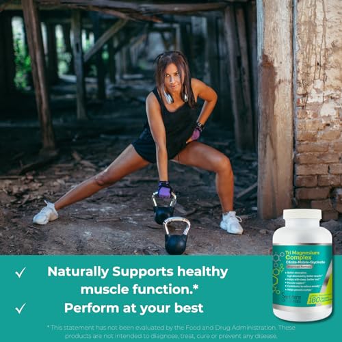 Image of Magnesium Complex Supplement (Glycinate, Citrate & Malate) - 180 Capsules (90 Day Supply) - 300mg Magnesium per Serving - Vegan