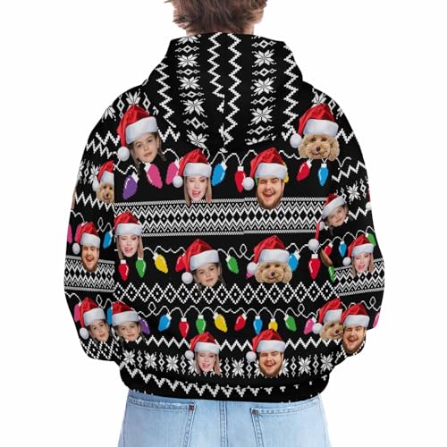 Custom Christmas Hoodies for Men Personalized Hoodies with Face Customized Pullover Hooded Sweatshirts with Pocket3