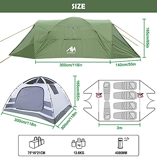 Tenda impermeabile per 5 - 8 persone, con 2 tende
