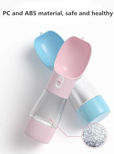 Miniatura 7 de Botella de agua portátil para perros, dispensador de agua para perros a prueba de fugas con cuenco y recipiente de alimentos, plástico de grado