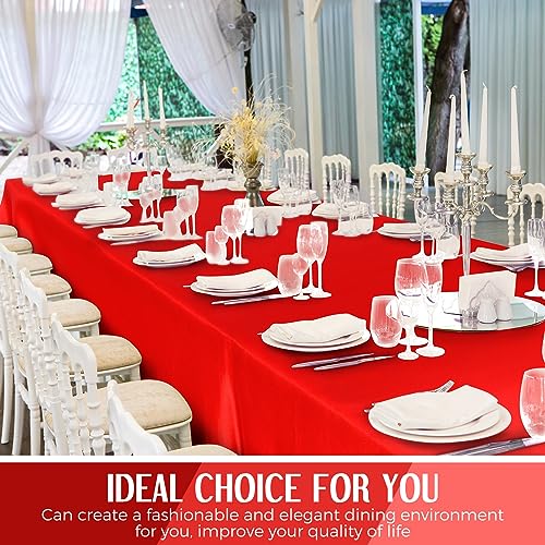 Lounsweer 8 Packs Satin Tablecloth 102 x 58 Inches Rectangle Table Cover Silk Smooth Fabric Party Table Cloth for Rectangle Parties, Holiday Dinner Wedding Banquet Decoration(Red) by Lounsweer - Image 6