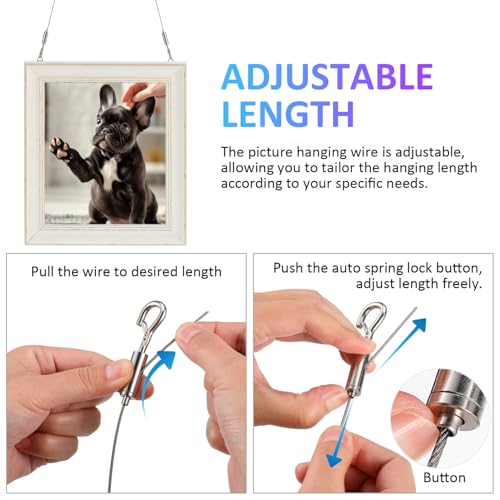 Image of 4pcs Stainless Steel Hanging Wire with Dual Hooks Adjustable Picture Hanging Cord for Frames Mirrors and Artwork Heavy-Duty Tool