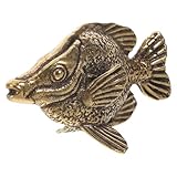 jojofuny Messing Fischfigur Skulptur Miniatur Retro Tierdeko mit Goldener Oberfläche für Wohnzimmer Büro und Regal Feng Shui Glückssymbol für Wohlstand
