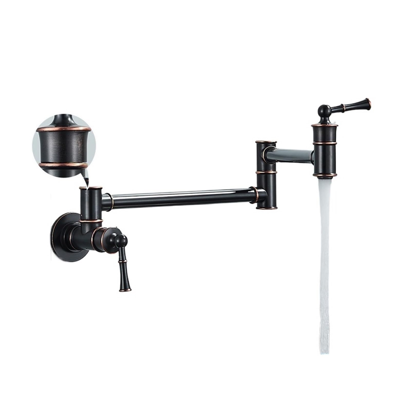 Gqnblvhzupdm D-Oil Rubbed Bronze Kitchen Faucets, Chrome Nickel Black Brass Pot Filler Tap, Wall Mounted Kitchen Faucet, Single Cold Hole Rotate Folding Spout(D-Oil Rubbed Bronze)
