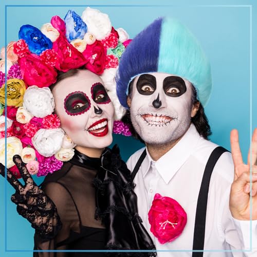 Image of Geyoga 1 Pcs Funny Wig Crazy Hair for Halloween Party,Blue | Funny Colorful Wig Adults Use, Unisex Funky Hairband, Halloween Mardi Gras Cosplay Costume Party Accessories