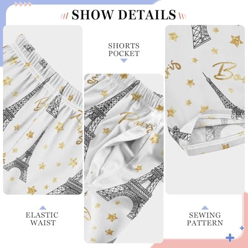 Paris Gold Stars Eiffel Tower Boys Pants for Kids Jogger Pants with Pockets S-XL4