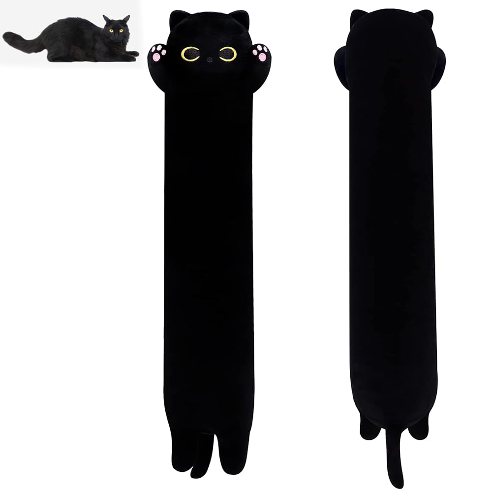 MUFEIRUO Long Cat Plush,50CM Long Cat Stuffed Animals Soft Black Kitten Plushie, Black Kitten Plush Stuffed Cat for Kids,Gift for Halloween Birthday Christmas