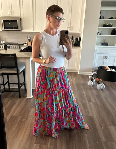 Womens Casual High Waist Tie Paisley Print Long Maxi Skirt with Pockets3