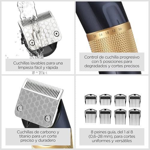 Miniatura 4 de BaByliss Cortapelos Lithium Performance – Cortapelos Profesional inalámbrico, 45 ajustes de longitud (0.6-28 mm), Batería de litio, Maquina de cortar el pelo, Azul oscuro/oro, E986E
