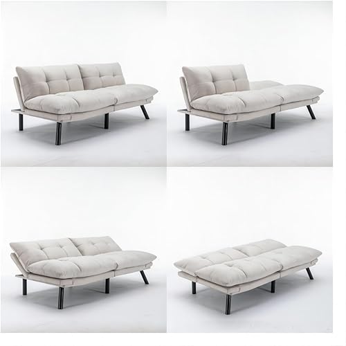 Miniatura 5 de Juegos de muebles de sala de estar sofá cama, futón, sofá biplaza, sillón cama, sofá cama convertible, sofá de terciopelo, sofá moderno (blanco)