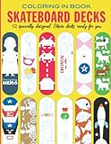 SKATEBOARD DECKS: Coloring in book with Skateboard graphics ready to be colored in by you!
