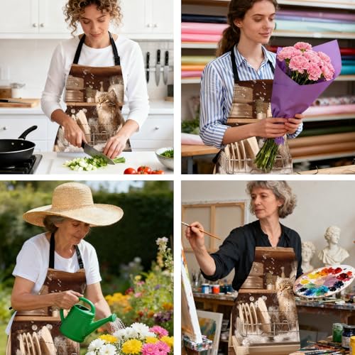 Image of Nuxovilar Cute Apron with Pockets, 26.77 * 30.7 Inches, Versatile for Meal Prep, Baking, Holiday Cooking