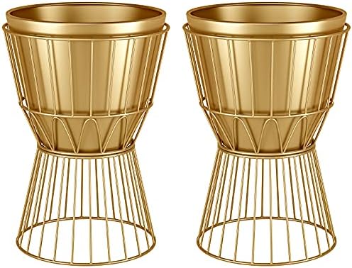 MSTFLOR Metal Plant Stand with Pot 12" - Decorative Metal Plant Holder Stand Indoor, Gold Plant Stand Modern Flower Potted Rack for Corner Display, Living Room, Office, Modern Home Decor - 17.5" Tall